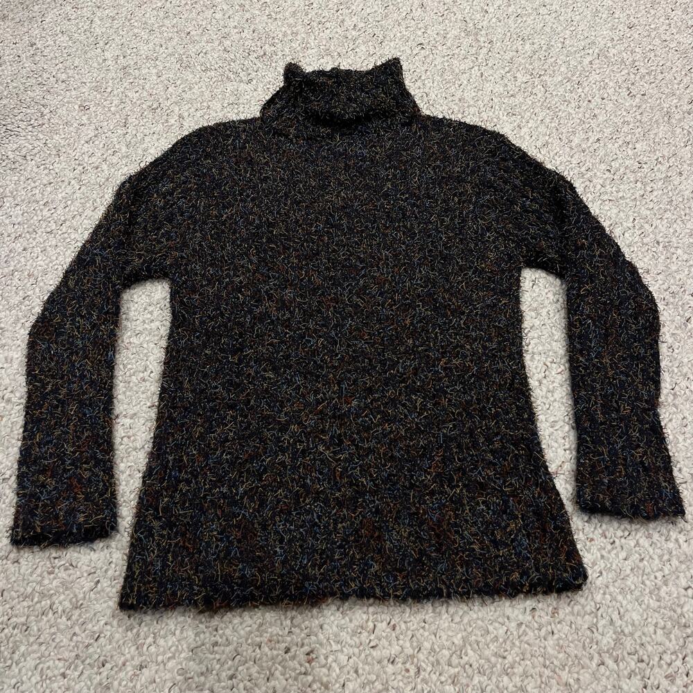 Chico's Design Confetti Eyelash Knit Turtleneck Sweater XL Artsy Colorful Casual